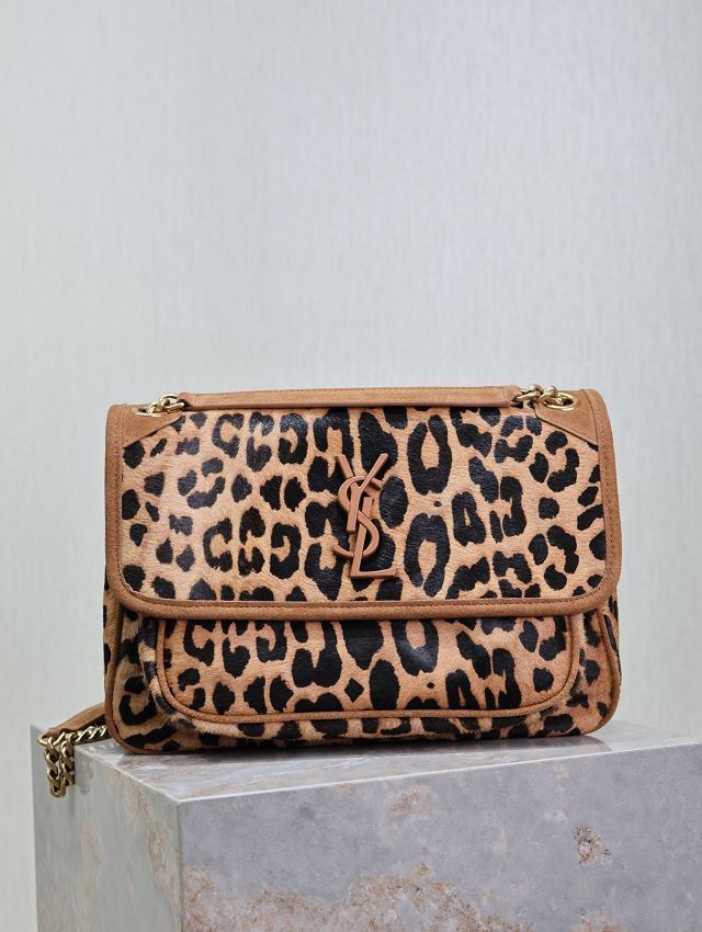 YSL original leopard feathers medium niki bag 633158 brown