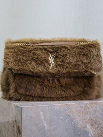 YSL original rabbit hair jumbo niki bag 755857 brown