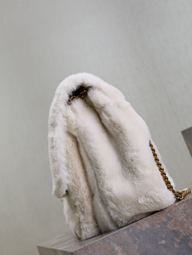 YSL original rabbit hair jumbo niki bag 755857 white