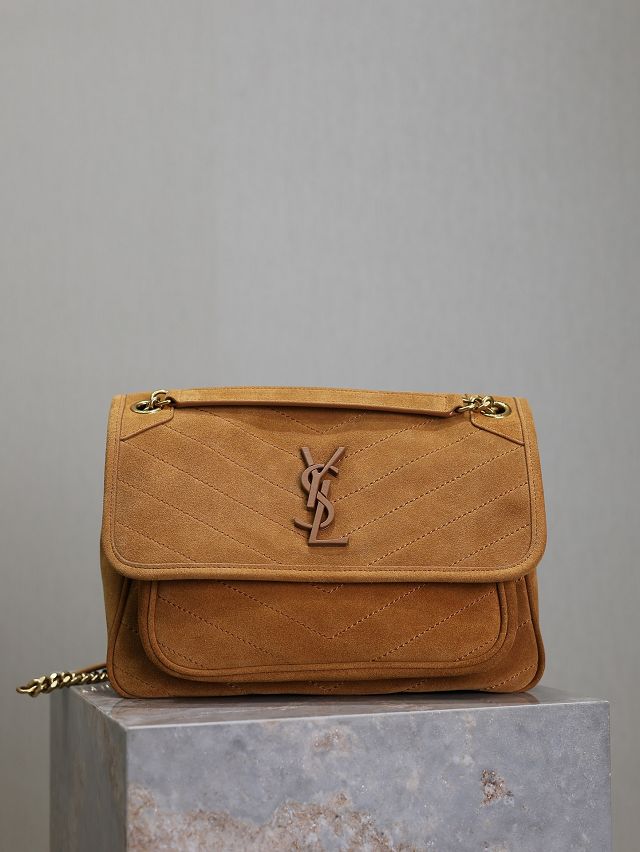 YSL original suede medium niki bag 633158 brown