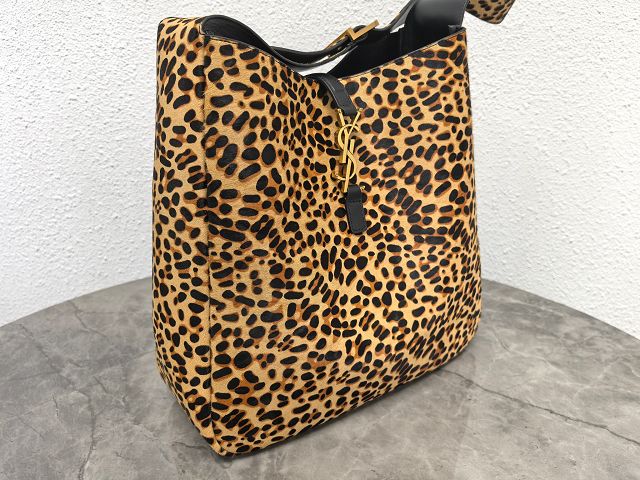 YSL original leopard calfskin le 5A7 large tote bag 753837 brown