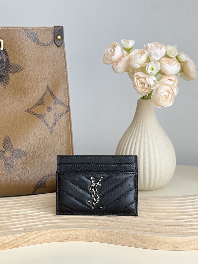 YSL original grained calfskin card holder 423291