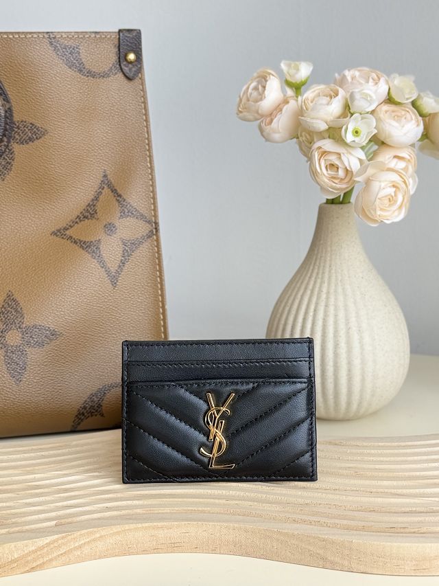 YSL original grained calfskin card holder 423291