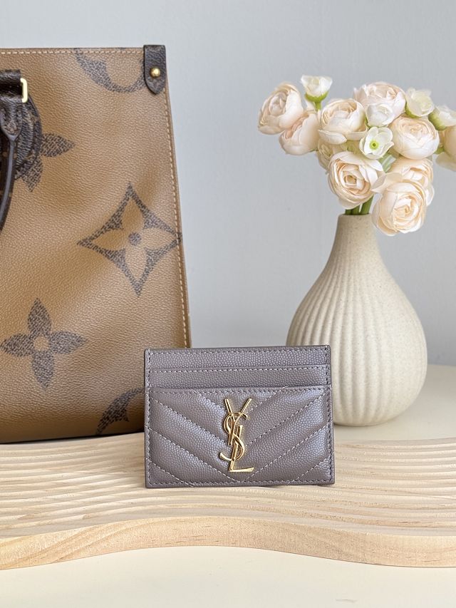 YSL original grained calfskin card holder 423291