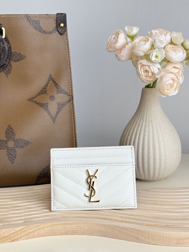 YSL original grained calfskin card holder 423291