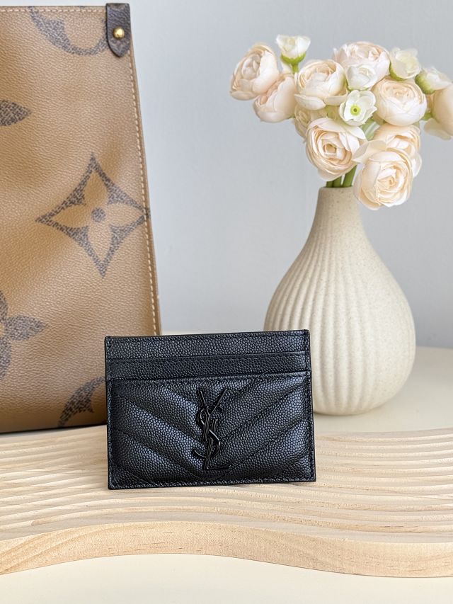 YSL original grained calfskin card holder 423291