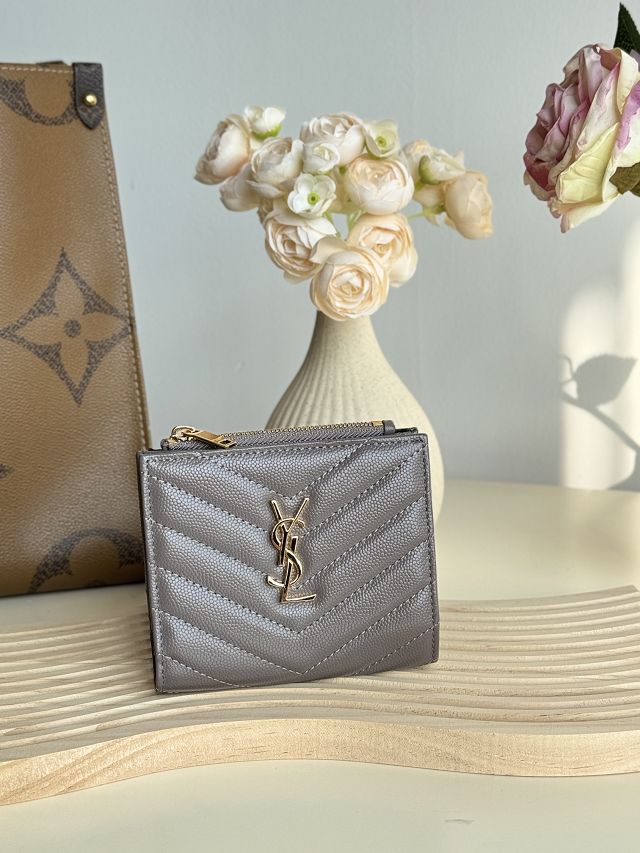 YSL original grained calfskin card holder 517045 