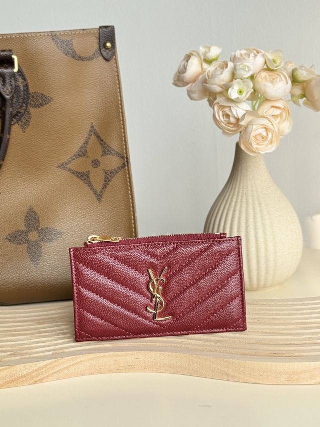 YSL original grained calfskin card holder 607915