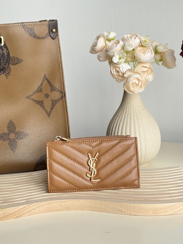 YSL original grained calfskin card holder 607915