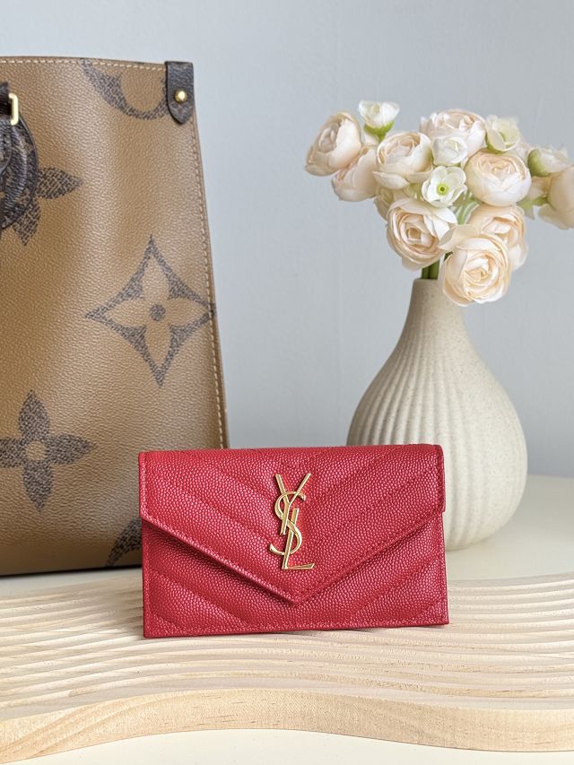 YSL original grained calfskin card holder 612808 