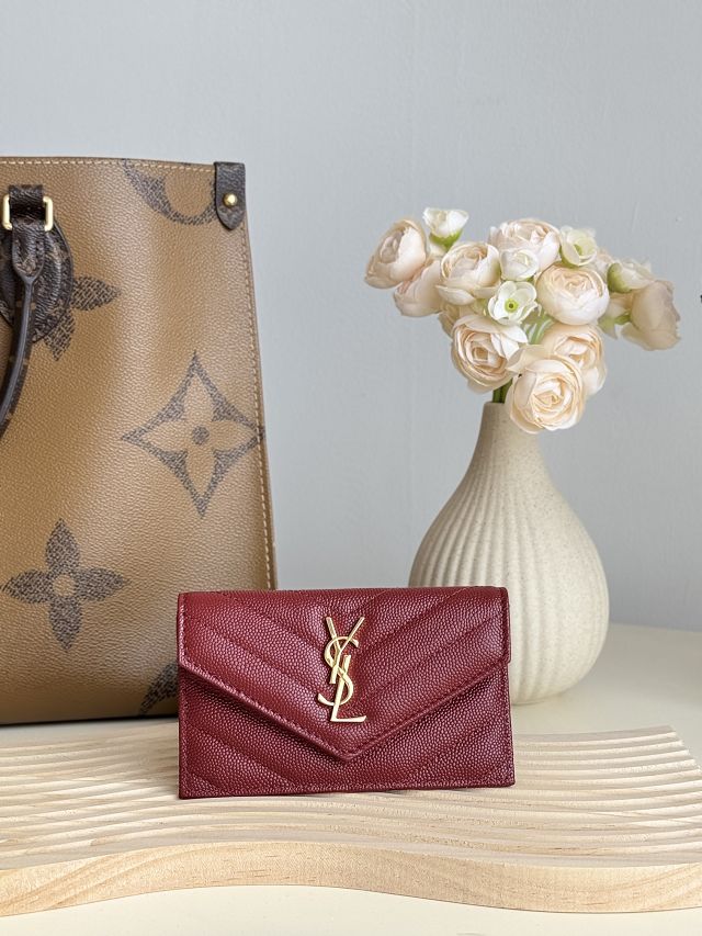 YSL original grained calfskin card holder 612808 