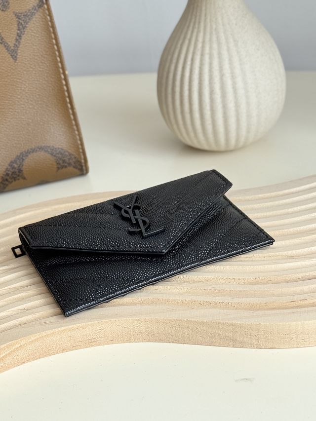 YSL original grained calfskin card holder 612808 