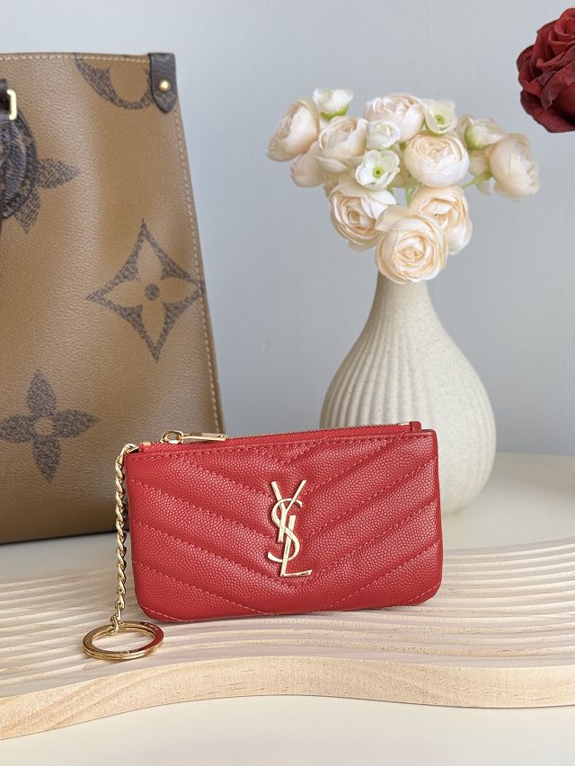 YSL original grained calfskin coin purse 438386 