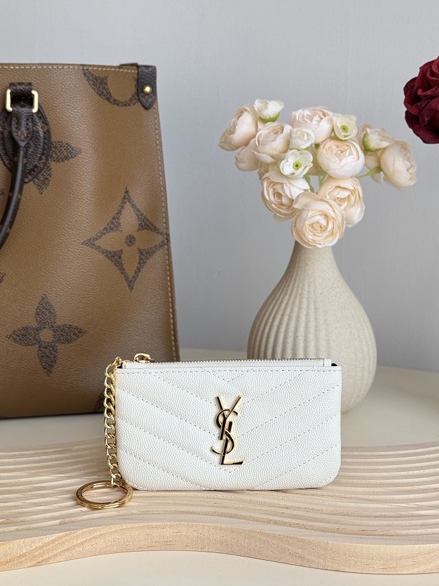 YSL original grained calfskin coin purse 438386 