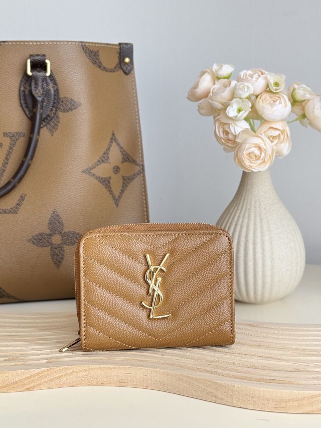 YSL original grained calfskin zippy wallet 403723