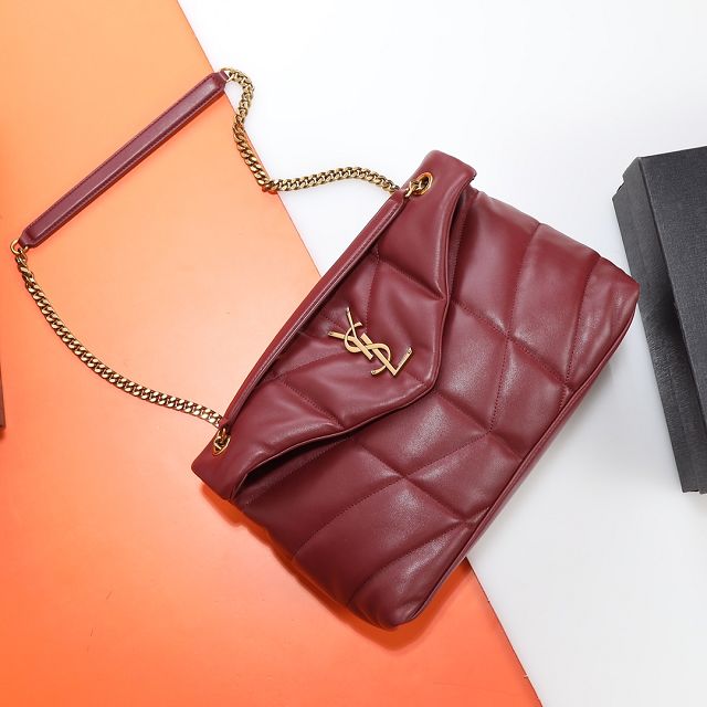 YSL original lambskin puffer medium bag 577475 bordeaux