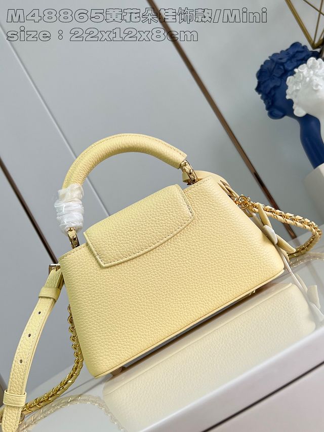 Louis vuitton original calfskin capucines east west mini M24671 yellow