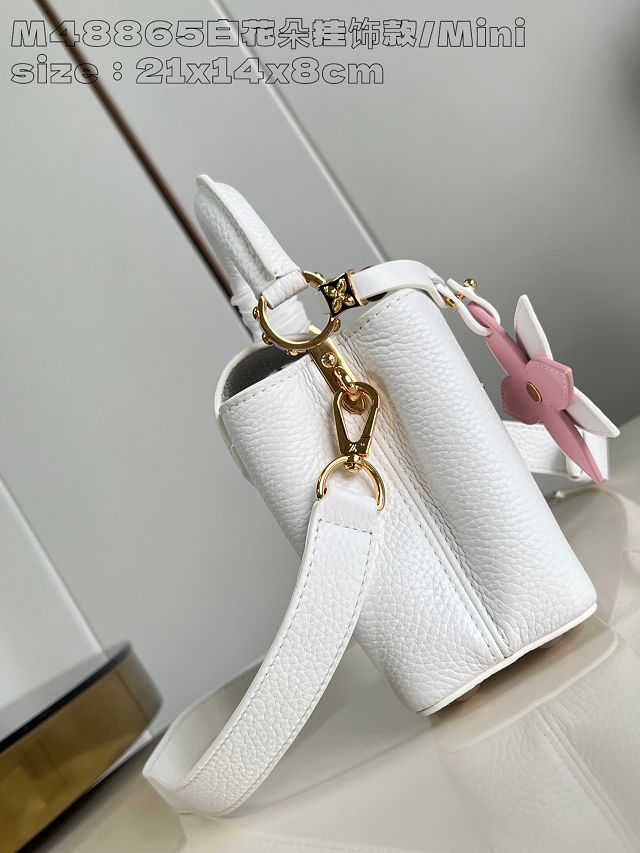 Louis vuitton original calfskin capucines mini handbag M22606 white