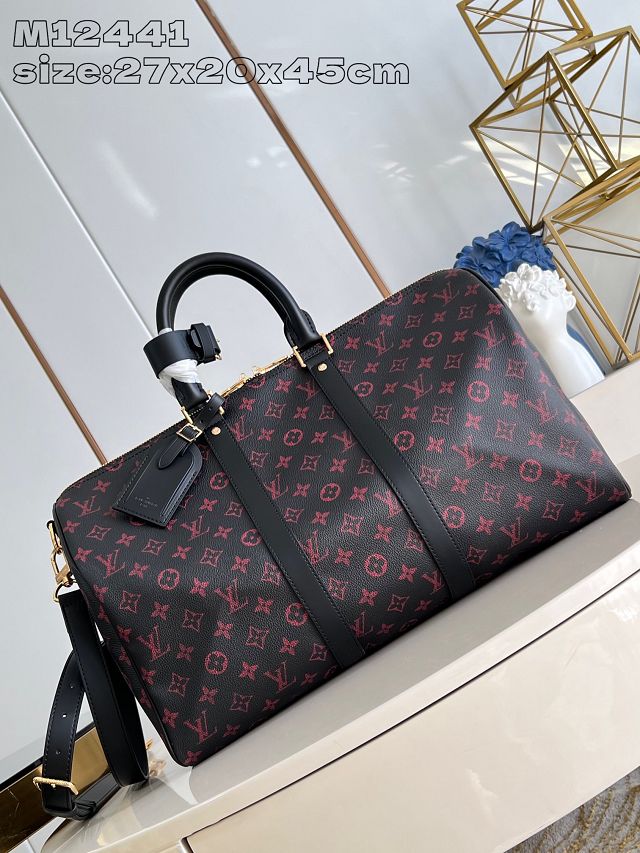 Louis vuitton original monogram canvas keepall 45 M12441 red