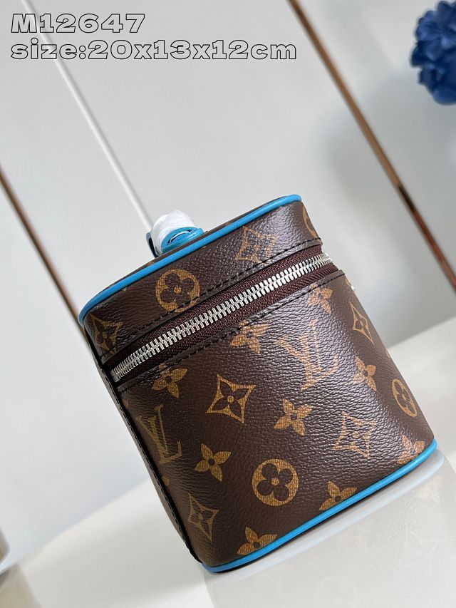 Louis vuitton original monogram mini nice cosmetic case M12647 blue