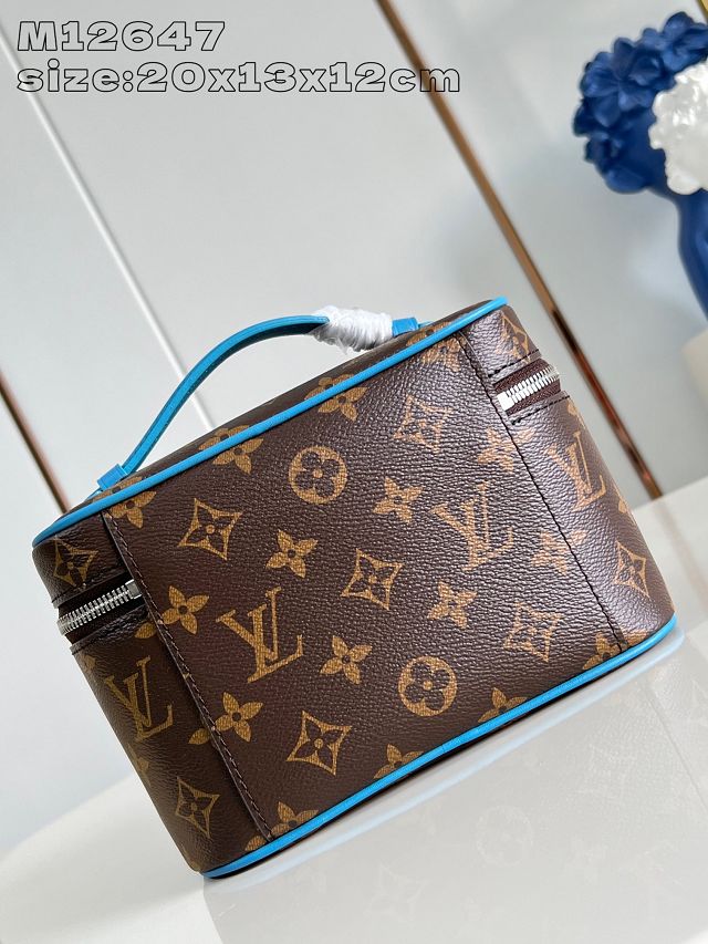 Louis vuitton original monogram mini nice cosmetic case M12647 blue