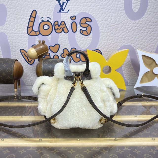 Louis vuitton original shearling nano teddy backpack M11919 white