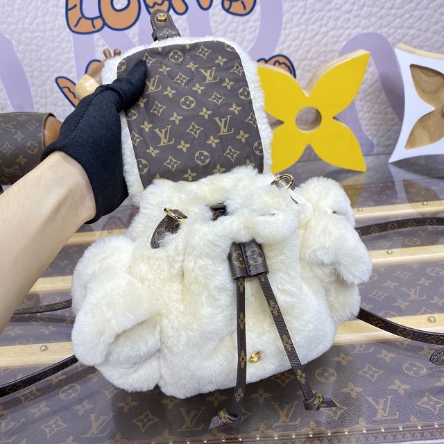 Louis vuitton original shearling nano teddy backpack M11919 white