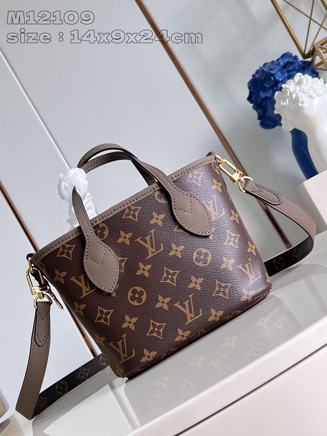 Louis vuitton original calfskin&canvas neverfull Inside out BB M12109 grey