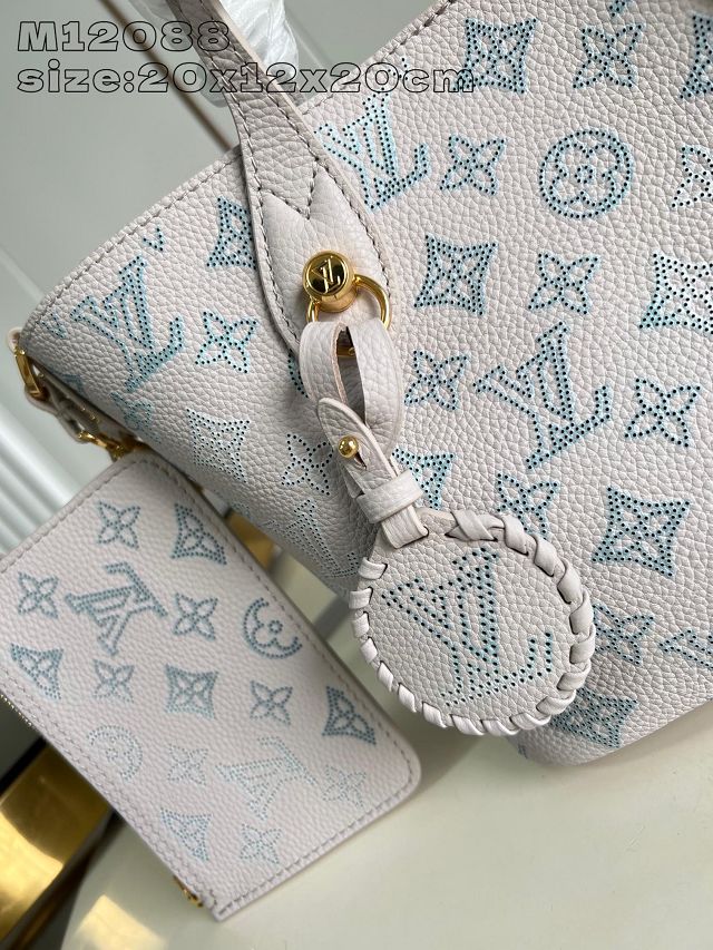 Louis vuitton original mahina calfskin blossom pm tote M12088 brume