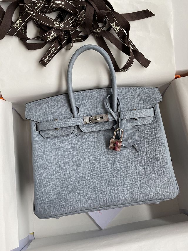 Hermes original epsom leather birkin 35 bag H35-3 blue lin