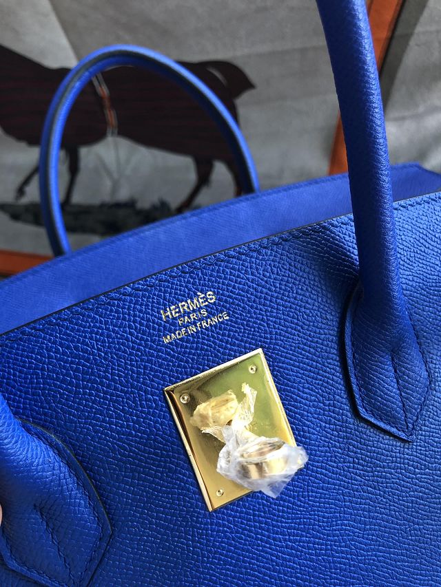 Hermes original epsom leather birkin 35 bag H35-3 blue zellige