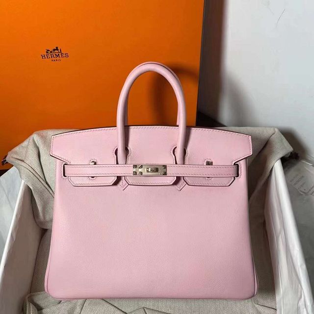 Hermes original swift leather birkin 25 bag H25-5 rose sakura