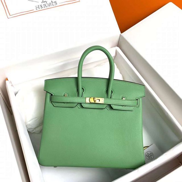 Hermes original swift leather birkin 25 bag H25-5 vert criquet