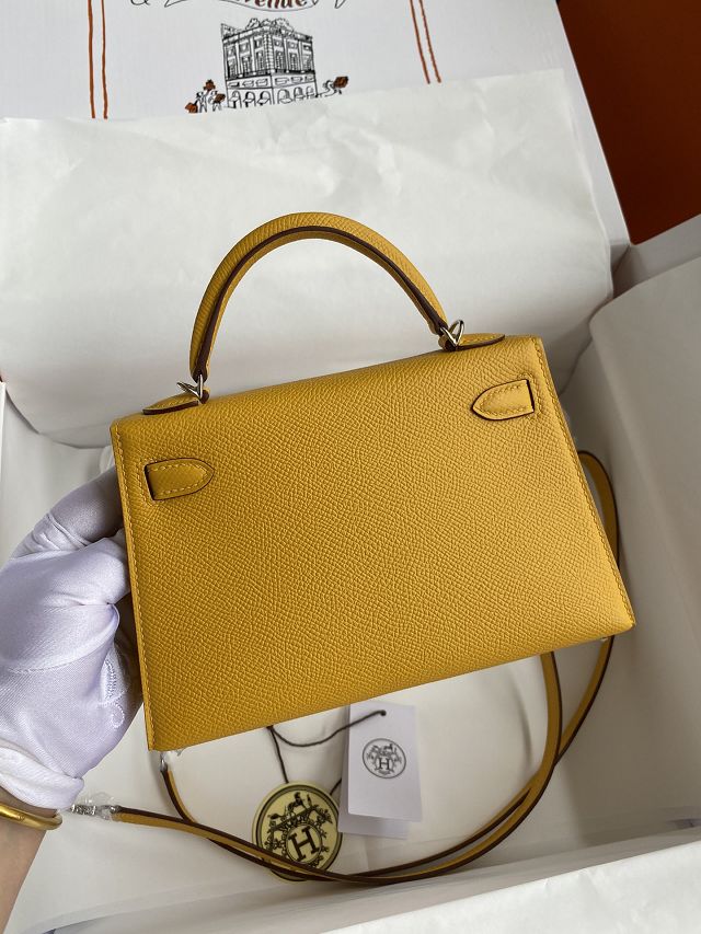 Hermes original epsom leather mini kelly 19 bag K0019 amber