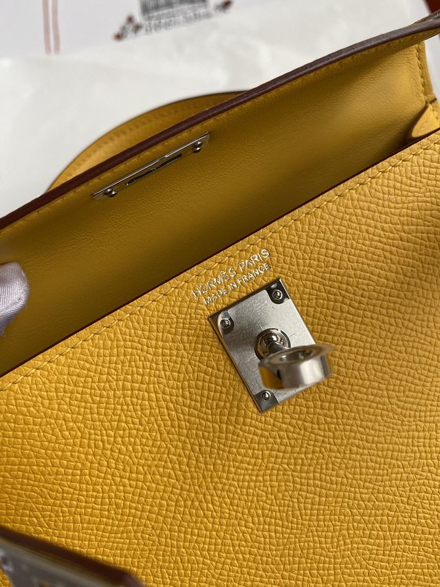 Hermes original epsom leather mini kelly 19 bag K0019 amber