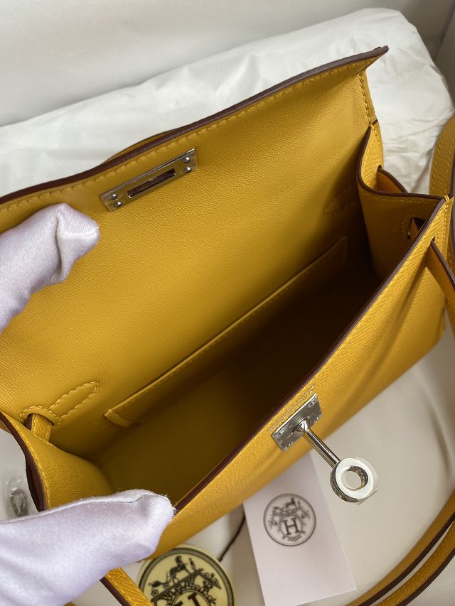 Hermes original epsom leather mini kelly 19 bag K0019 amber