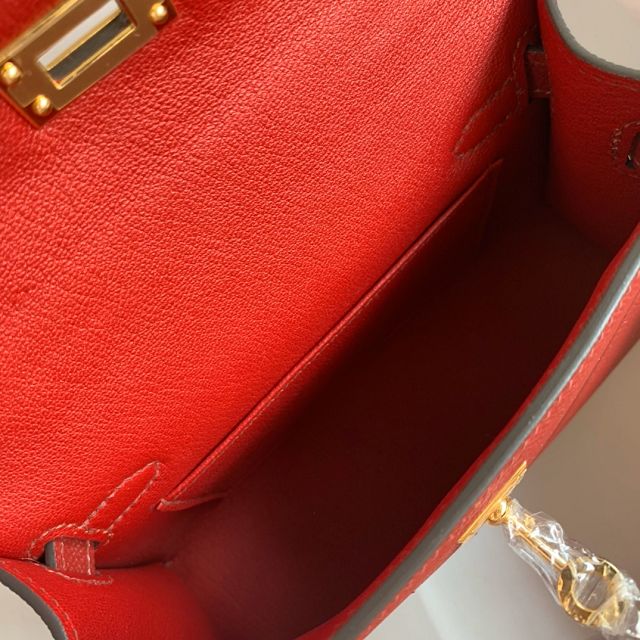 Hermes original epsom leather mini kelly 19 bag K0019 ruby 