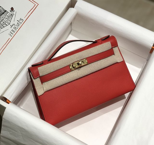 Hermes original swift leather mini kelly 22 clutch K012 red