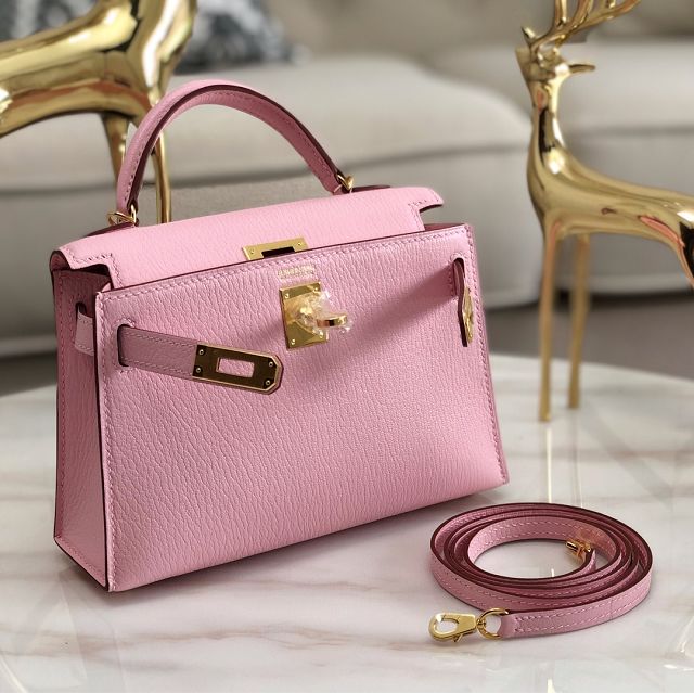 Hermes original goatskin mini kelly 19 bag KG0019 rose confetti