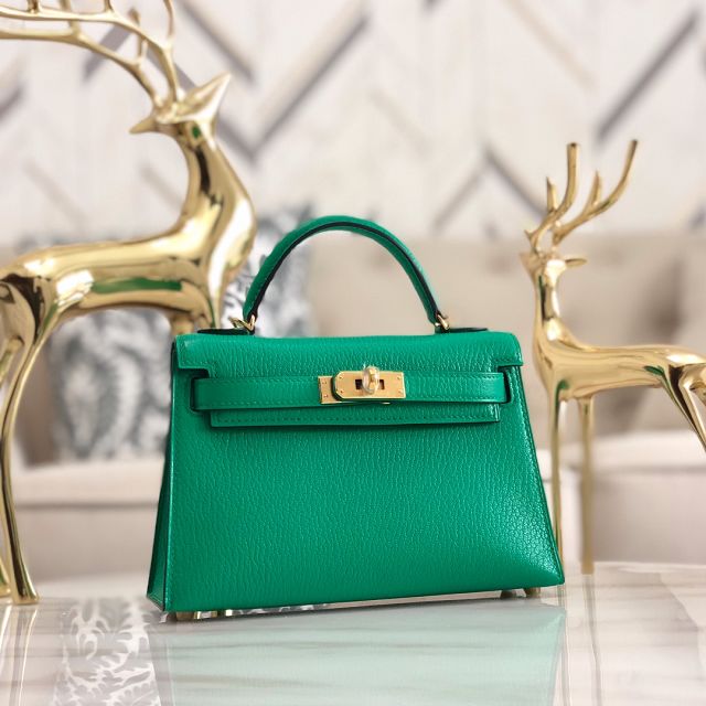 Hermes original goatskin mini kelly 19 bag KG0019 vert vertigo