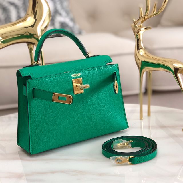 Hermes original goatskin mini kelly 19 bag KG0019 vert vertigo