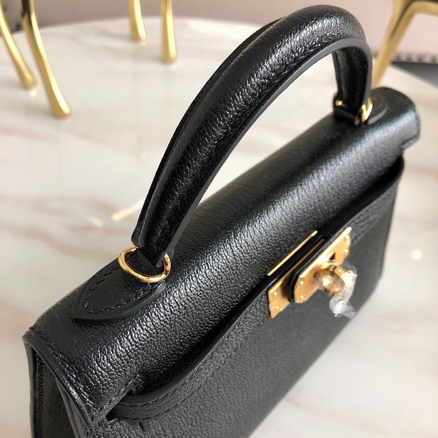 Hermes original goatskin mini kelly 19 bag KG0019 black