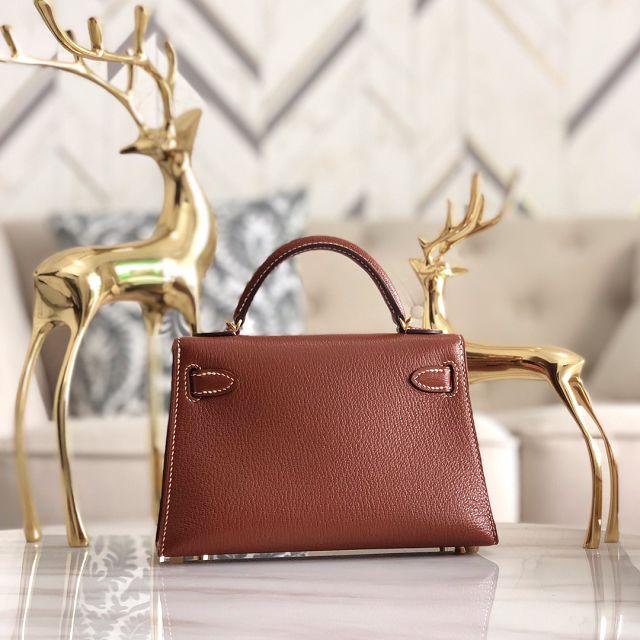 Hermes original goatskin mini kelly 19 bag KG0019 brown