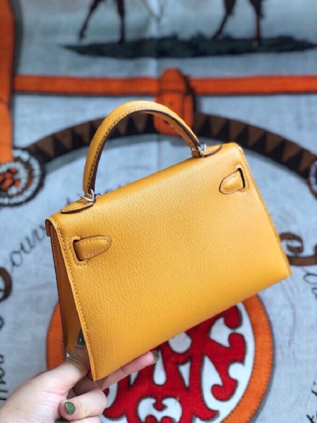 Hermes original goatskin mini kelly 19 bag KG0019 jaune