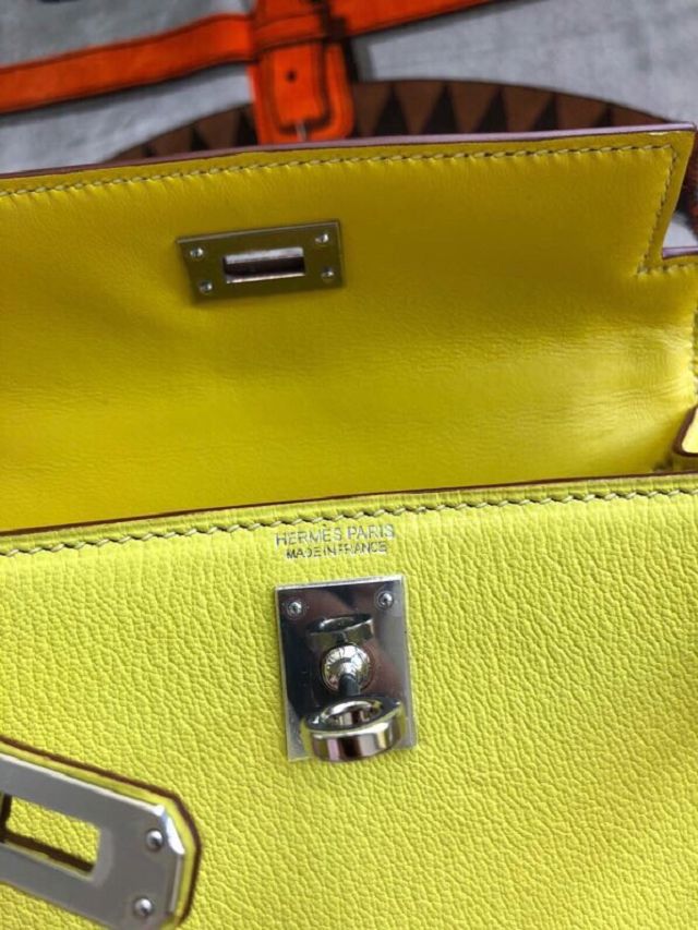 Hermes original goatskin mini kelly 19 bag KG0019 lemon yellow