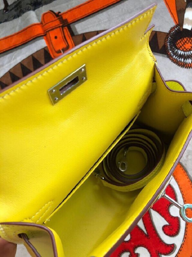 Hermes original goatskin mini kelly 19 bag KG0019 lemon yellow