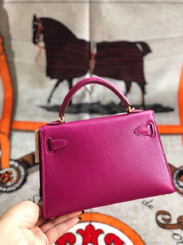 Hermes original goatskin mini kelly 19 bag KG0019 rose purple