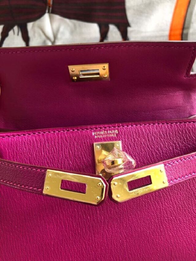 Hermes original goatskin mini kelly 19 bag KG0019 rose purple