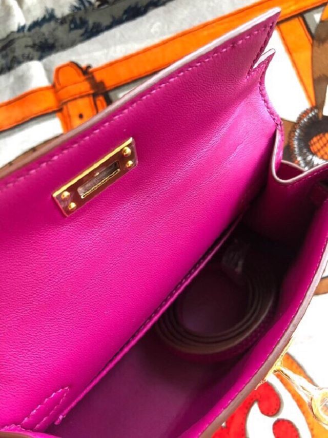 Hermes original goatskin mini kelly 19 bag KG0019 rose purple