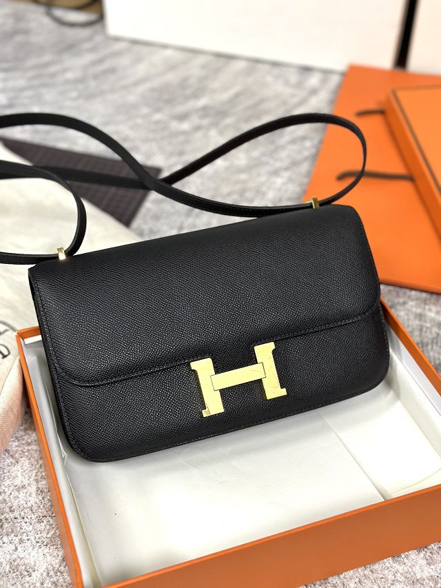 Hermes original epsom leather constance elan bag C024 black